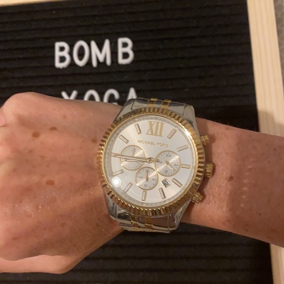 10 stars Michael Kors Lexington Chrono Watch $356 Two Tone - Picture 10 of 14